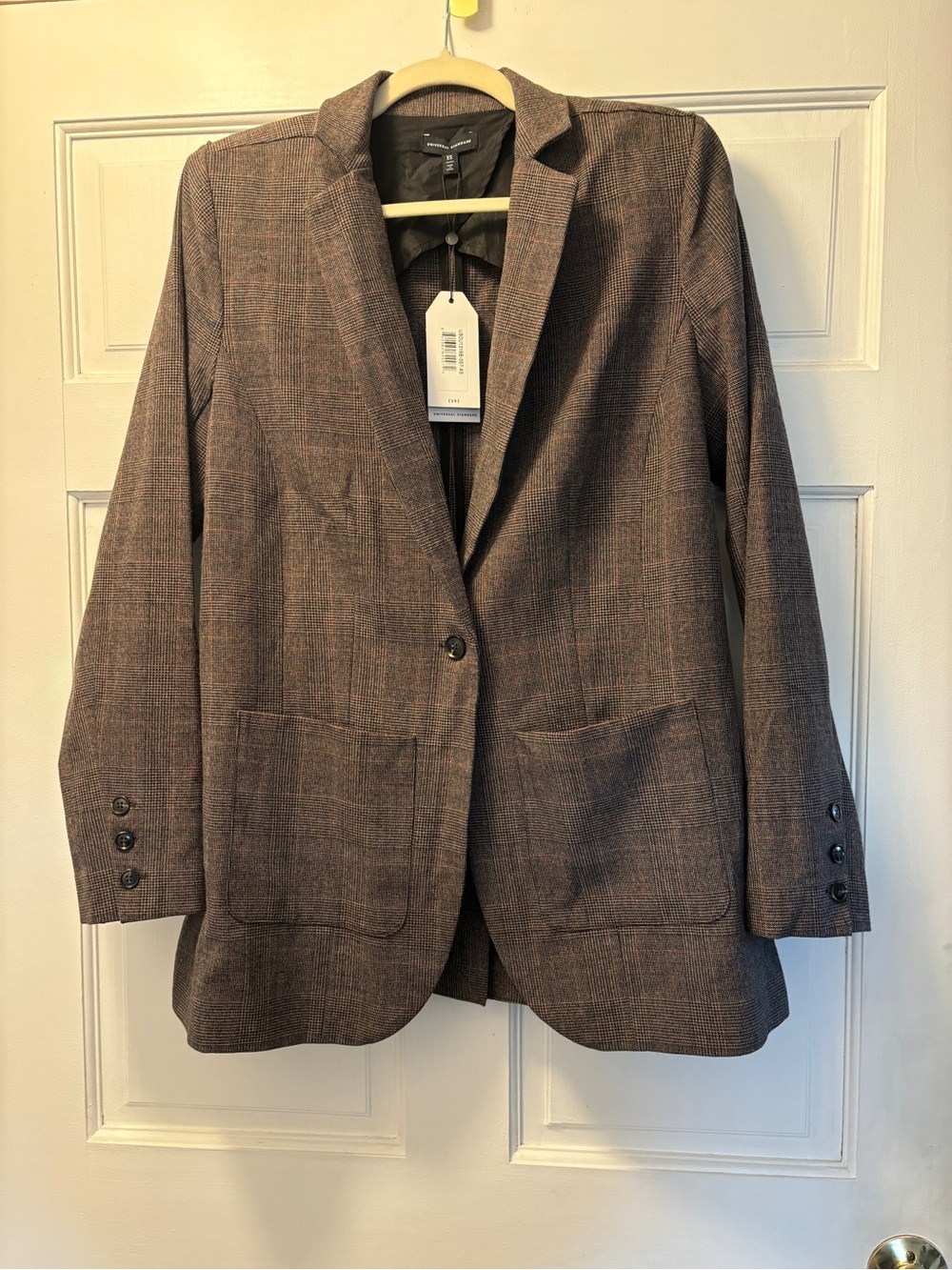 Universal Standard Brown Plaid Single-Button Blazer